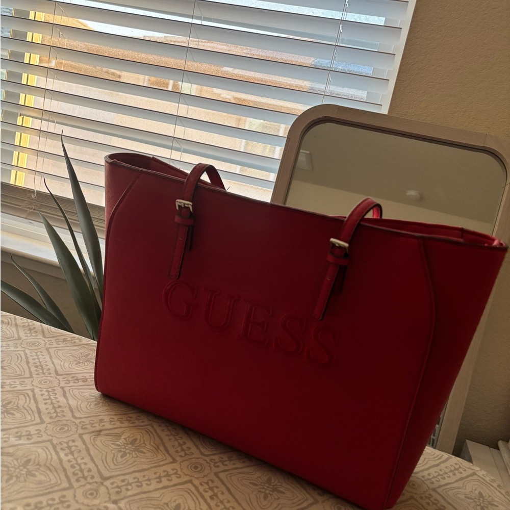 GUESS Bold Red Tote Bag